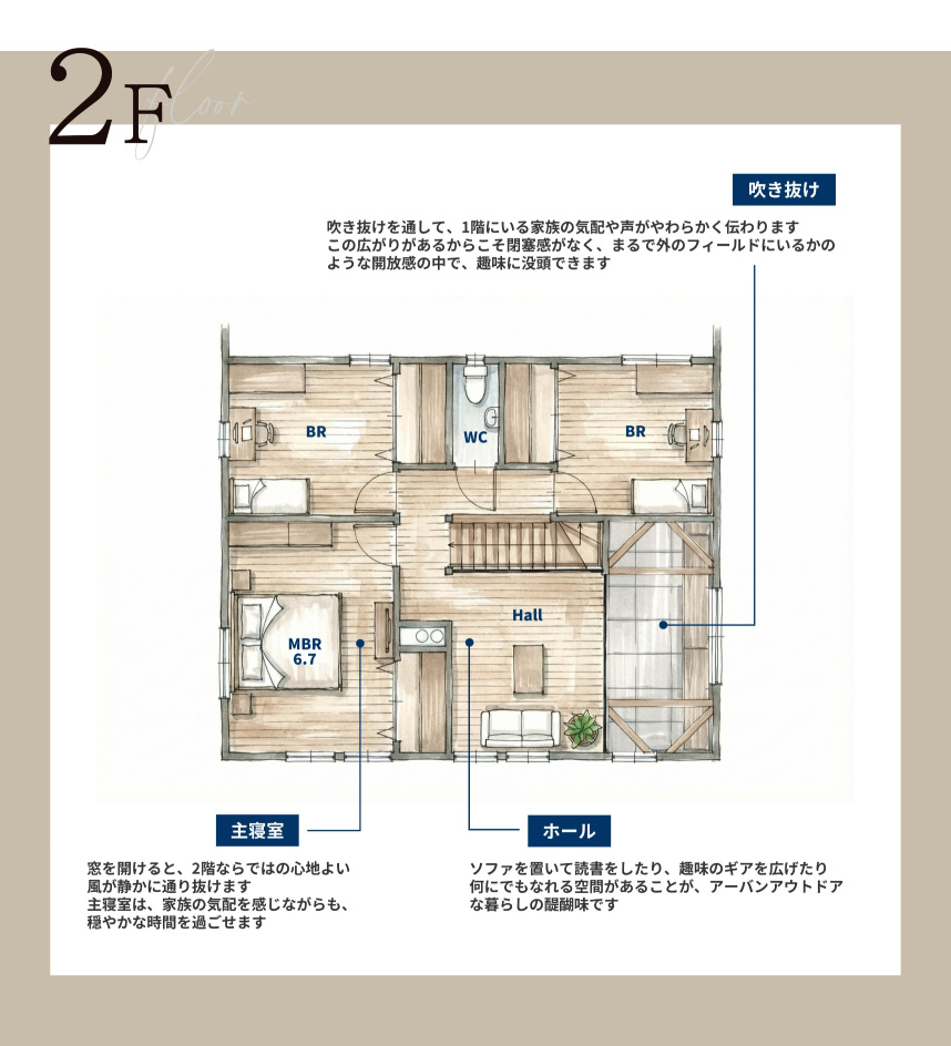 2階の間取り図・見どころポイント