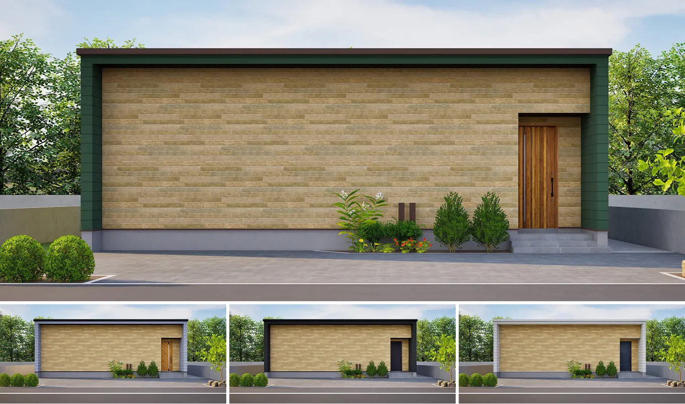 平屋プラン外観4棟